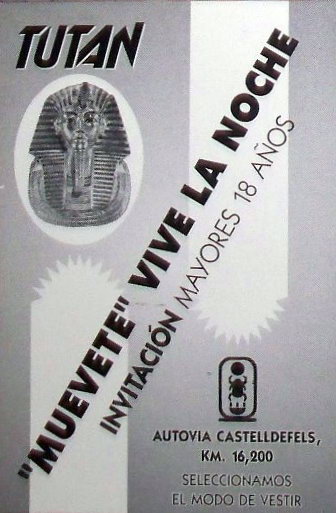 Flyer -Muvete, vive la noche- de la discoteca Tutankhamen de Gav Mar